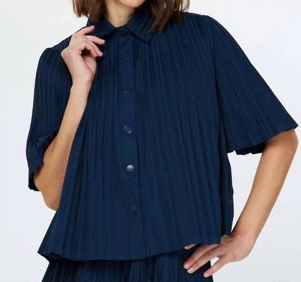 NEW CURRENT AIR meredith button down top in navy